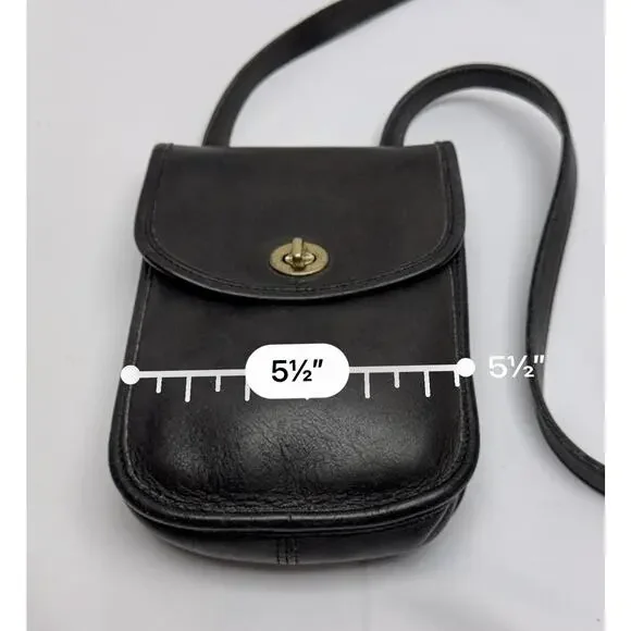 Coach Vintage Leather Crossbody Black Turnlock NYC 9378 Mini Purse Distressed - Picture 8 of 13